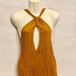 Free People Twist Halter Tank in Mustard